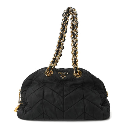 Prada Tessuto Nylon Chevron Catena Bag Black 1 of 10