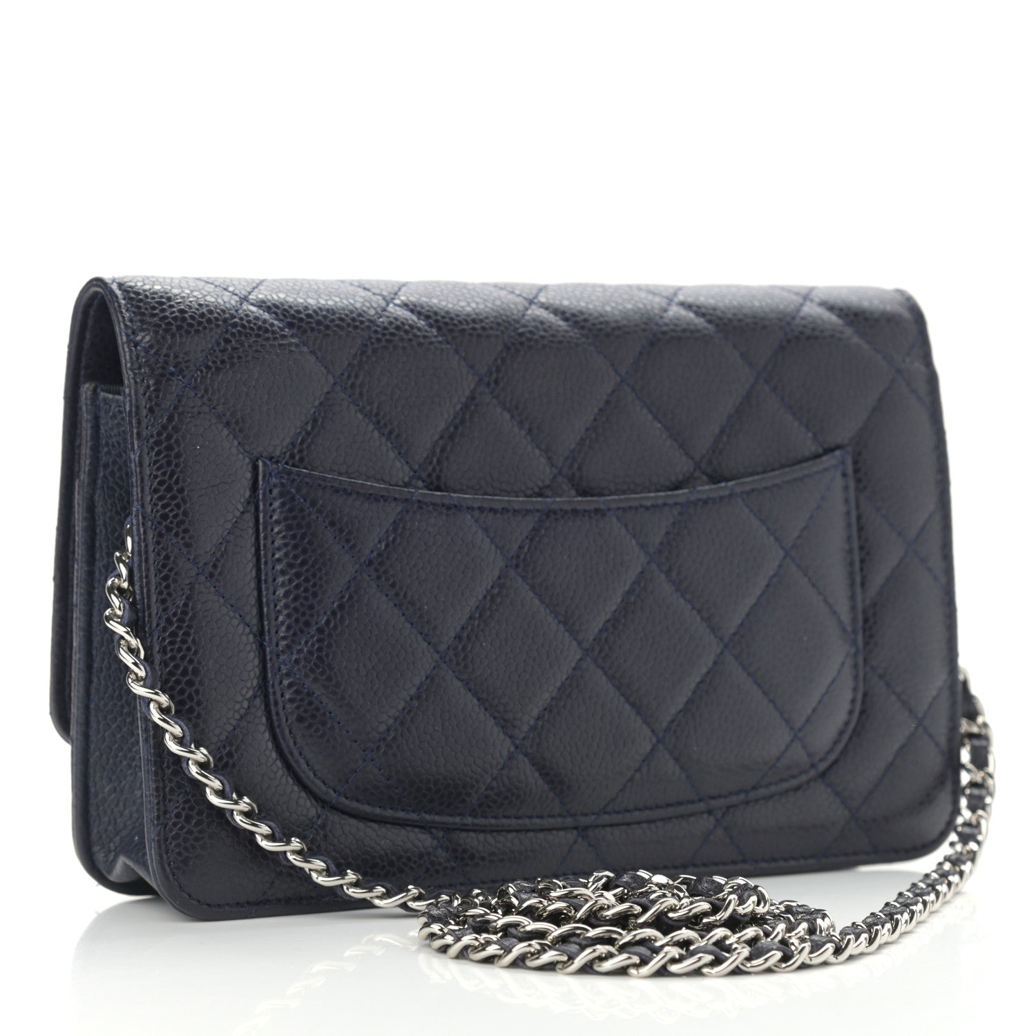 Chanel Caviar Quilted Wallet On Chain WOC Navy Blue 3 of 14