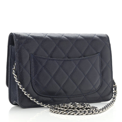 Chanel Caviar Quilted Wallet On Chain WOC Navy Blue 3 of 14