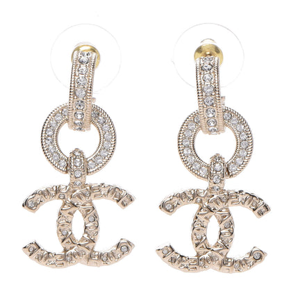 Chanel Crystal CC Drop Earrings Gold 1 of 5