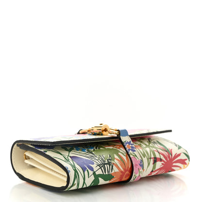 Gucci X KEN SCOTT New Shangai Calfskin Jardin D'Avril Floral Print Jackie 1961 Chain Wallet Ivory Pink 4 of 10