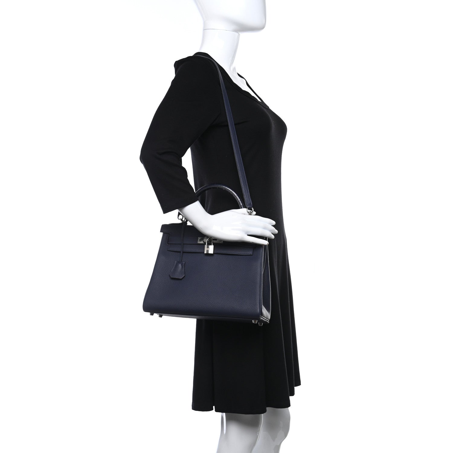 Hermes Togo Matte Alligator Kelly Retourne Touch 28 Bleu Nuit Bleu Marine 2 of 9