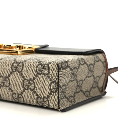 Gucci GG Supreme Monogram Calfskin Mini Padlock Top Handle Shoulder Bag Beige Black Cuir 8 of 9