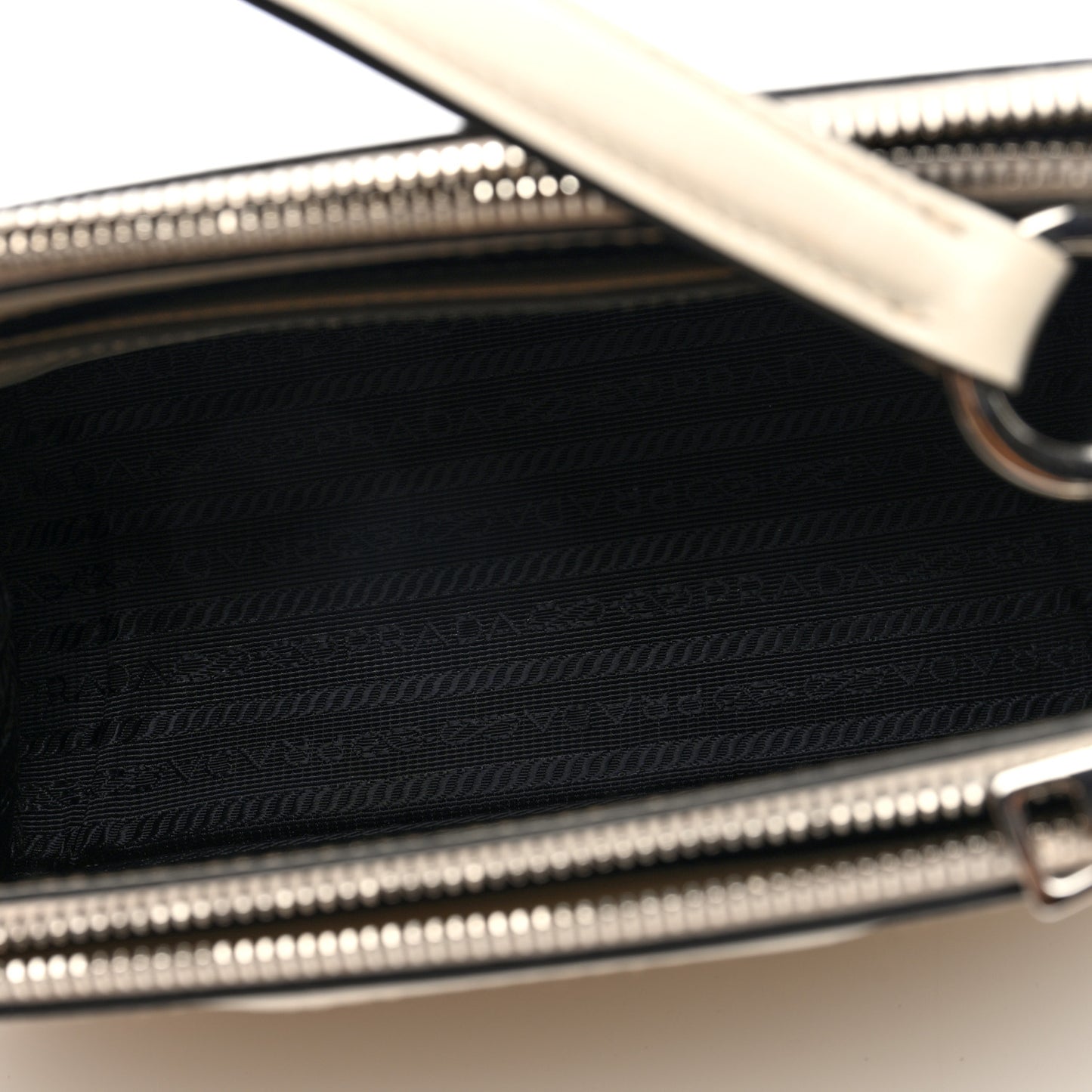 Brushed Calfskin Double Zip Crossbody White