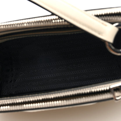 Prada Brushed Calfskin Double Zip Crossbody White 5 of 9