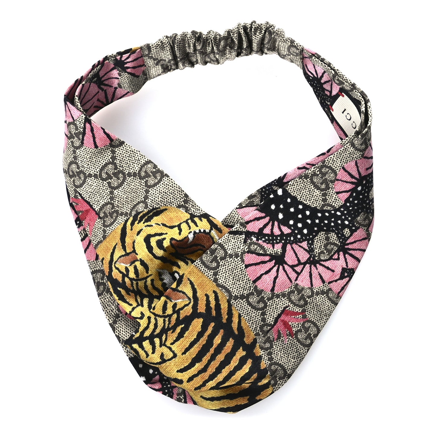 Silk Monogram Bengal Tiger Print Duchesse Headband Pink
