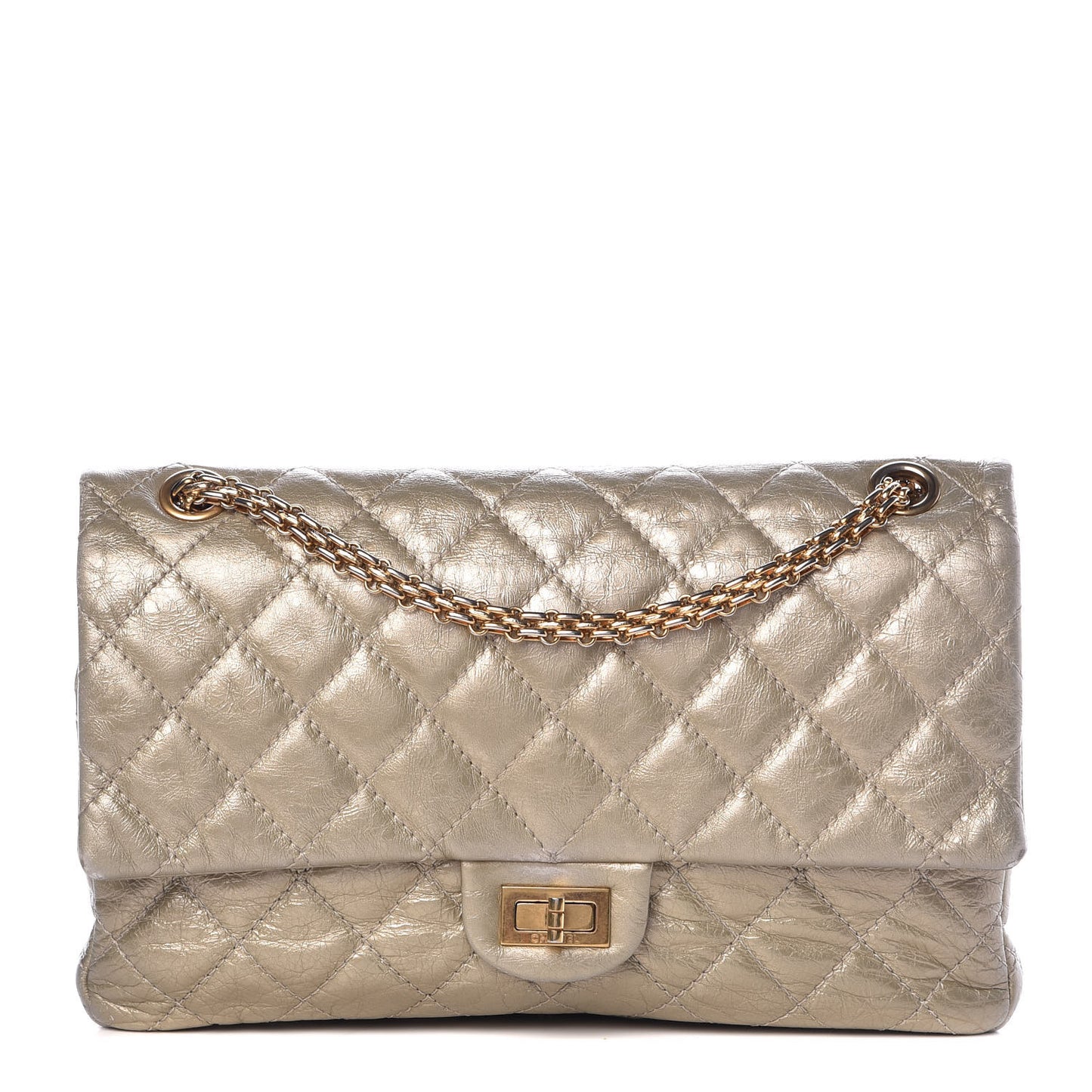 Metallic Aged Calfskin Quilted 2.55 Reissue 226 Flap Gold