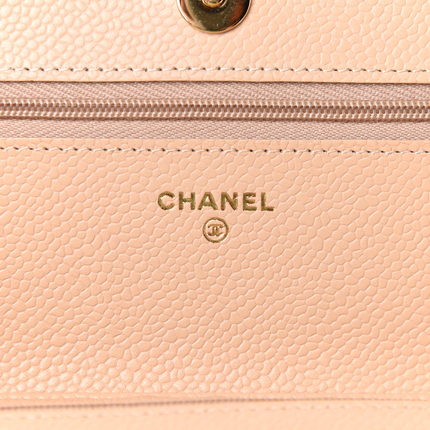Caviar Quilted Wallet On Chain WOC Beige