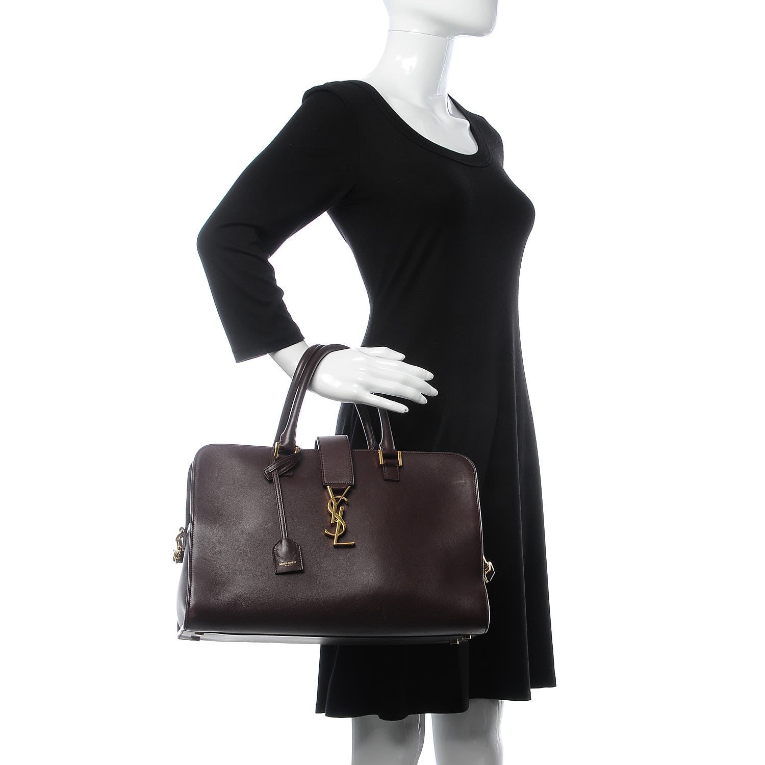 Saint Laurent Calfskin Medium Monogram Cabas Bordeaux 3 of 13