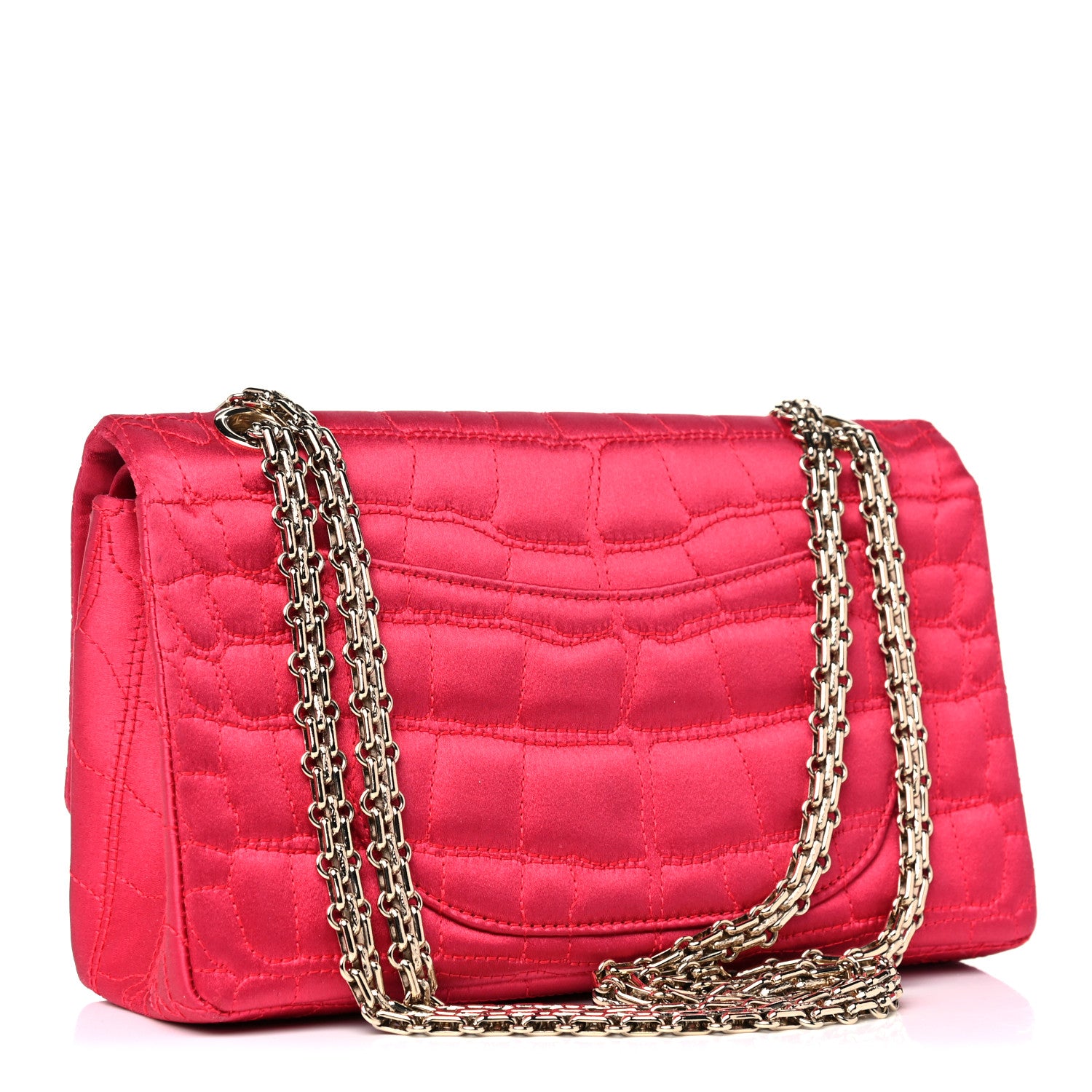 Chanel Satin Coco's Croc 2.55 Reissue 225 Flap Pink 4 of 19