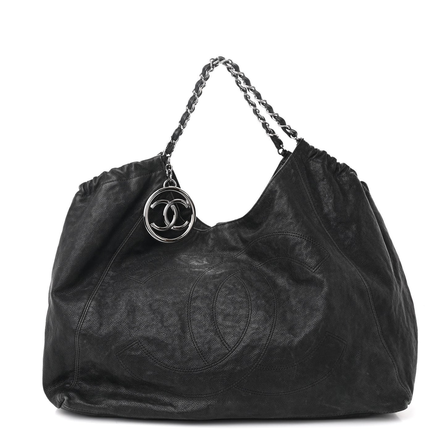 Distressed Caviar XL Coco Cabas Black
