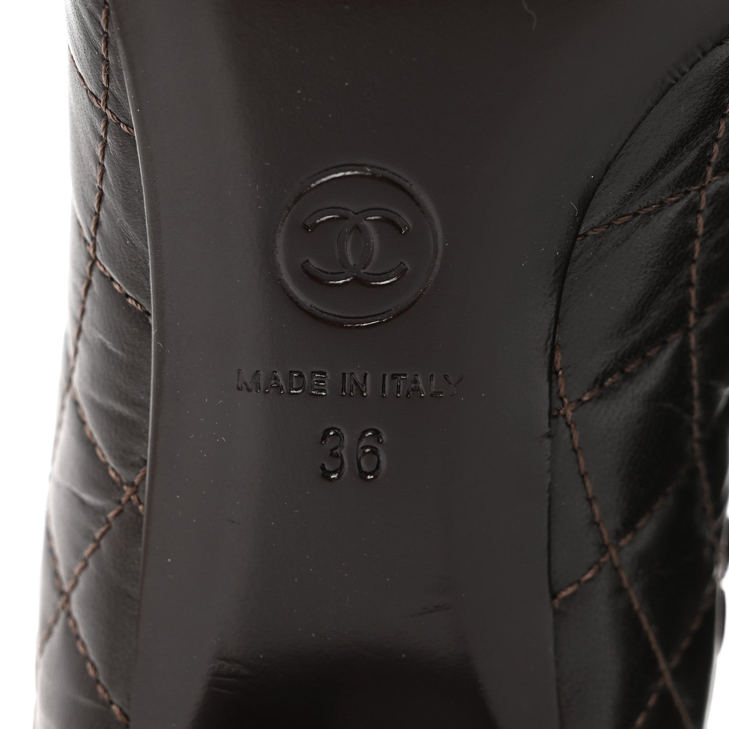Chanel Lambskin Quilted Cap Toe CC Ankle Boots 36 Dark Brown 6 of 8