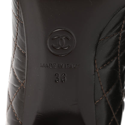 Chanel Lambskin Quilted Cap Toe CC Ankle Boots 36 Dark Brown 6 of 8