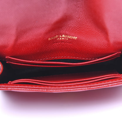 Saint Laurent Grain De Poudre Matelasse Chevron Small Monogram Envelope Wallet Bandana Red 5 of 12