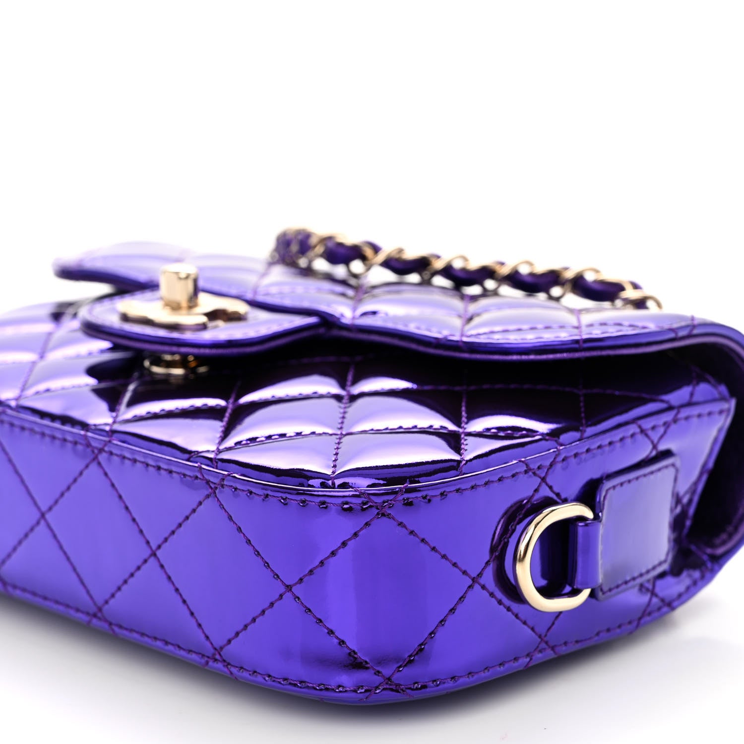 Chanel Mirror Calfskin Metallic Calfskin Quilted Hollywood Boulevard Mini Flap With Star Coin Purse Purple 9 of 10