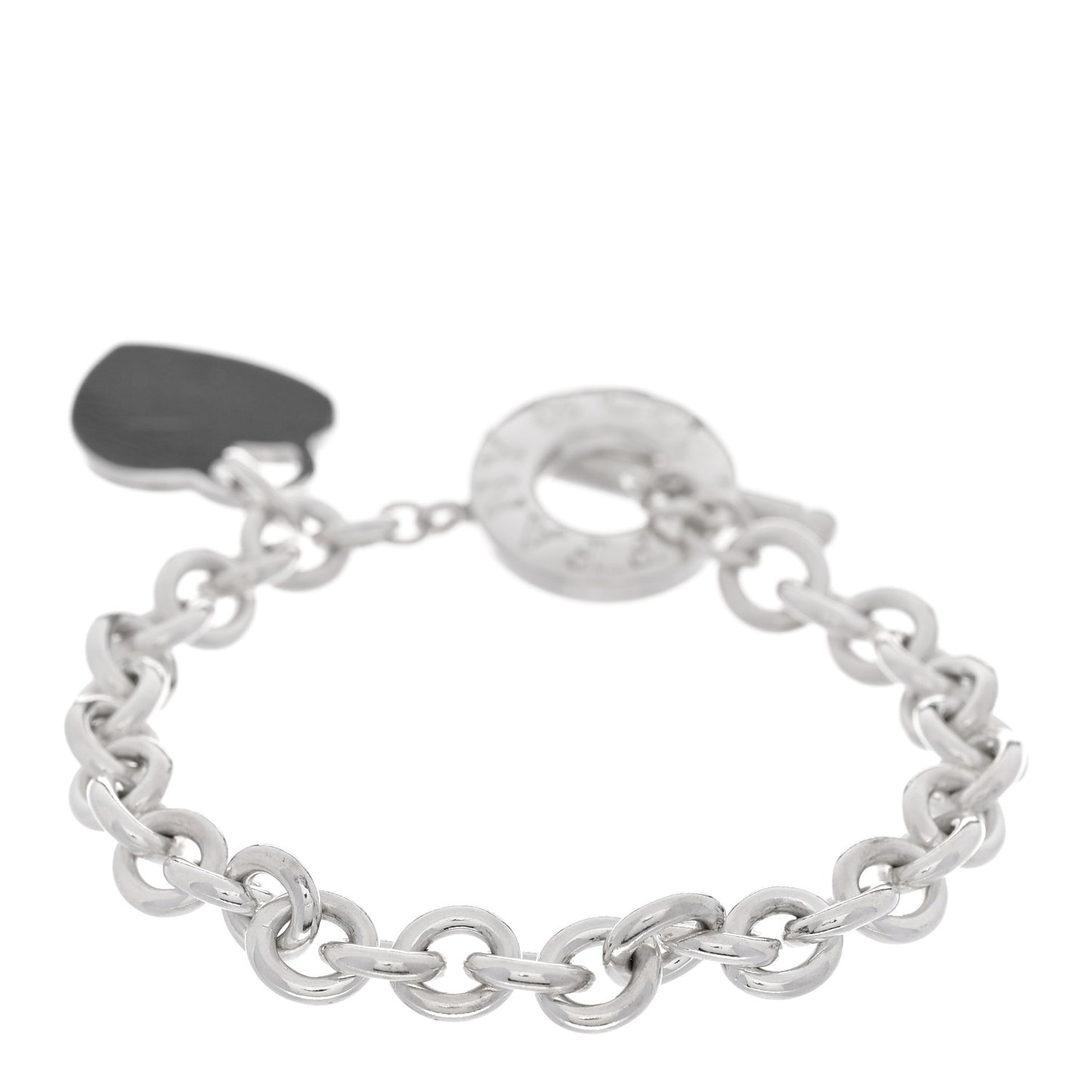 Sterling Silver Heart Tag Toggle Bracelet