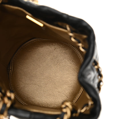 Chanel Lambskin Quilted Pearl Crush Drawstring Bag Black 5 of 11