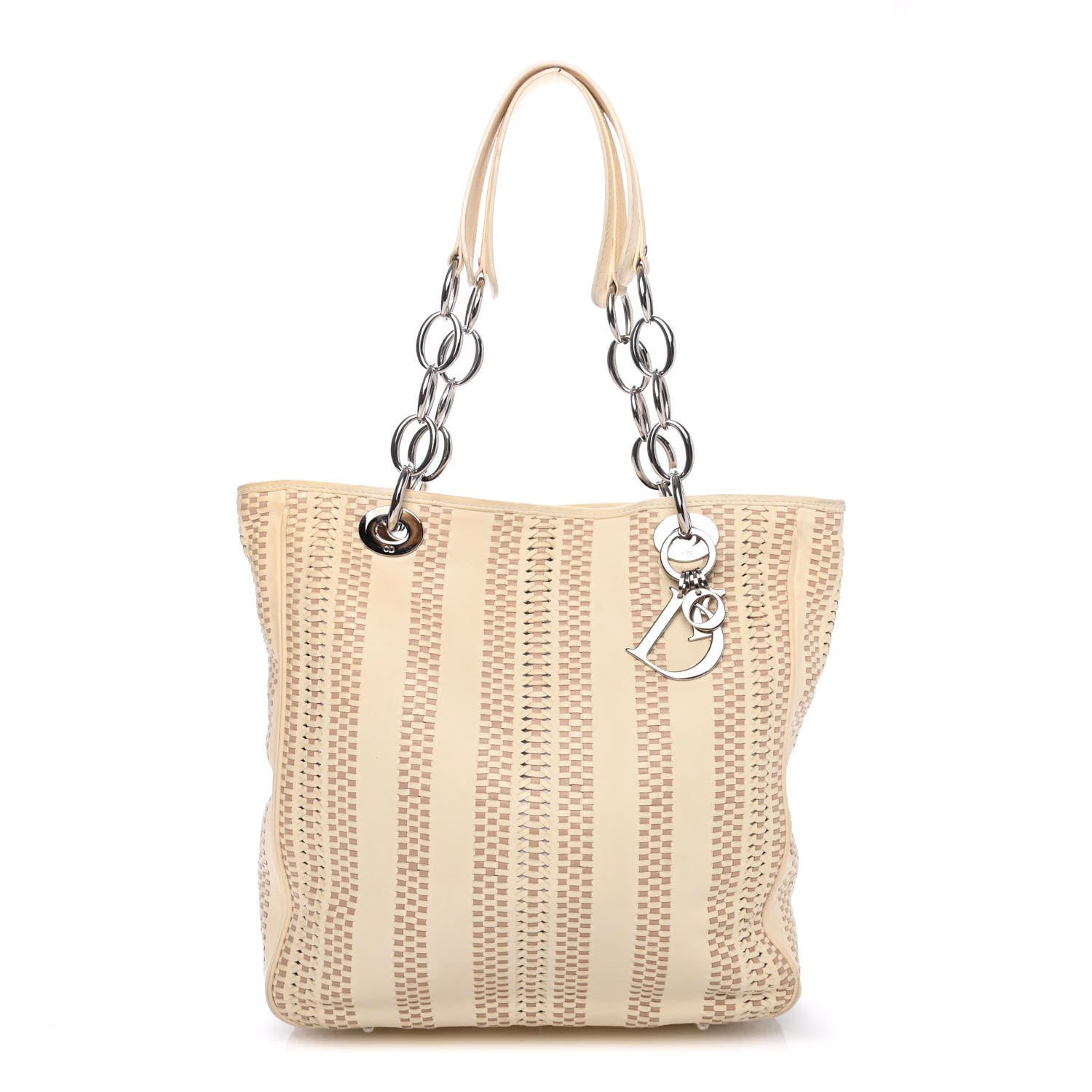 Christian Dior Lambskin Woven Dior Soft Shopping Tote White 1 of 4