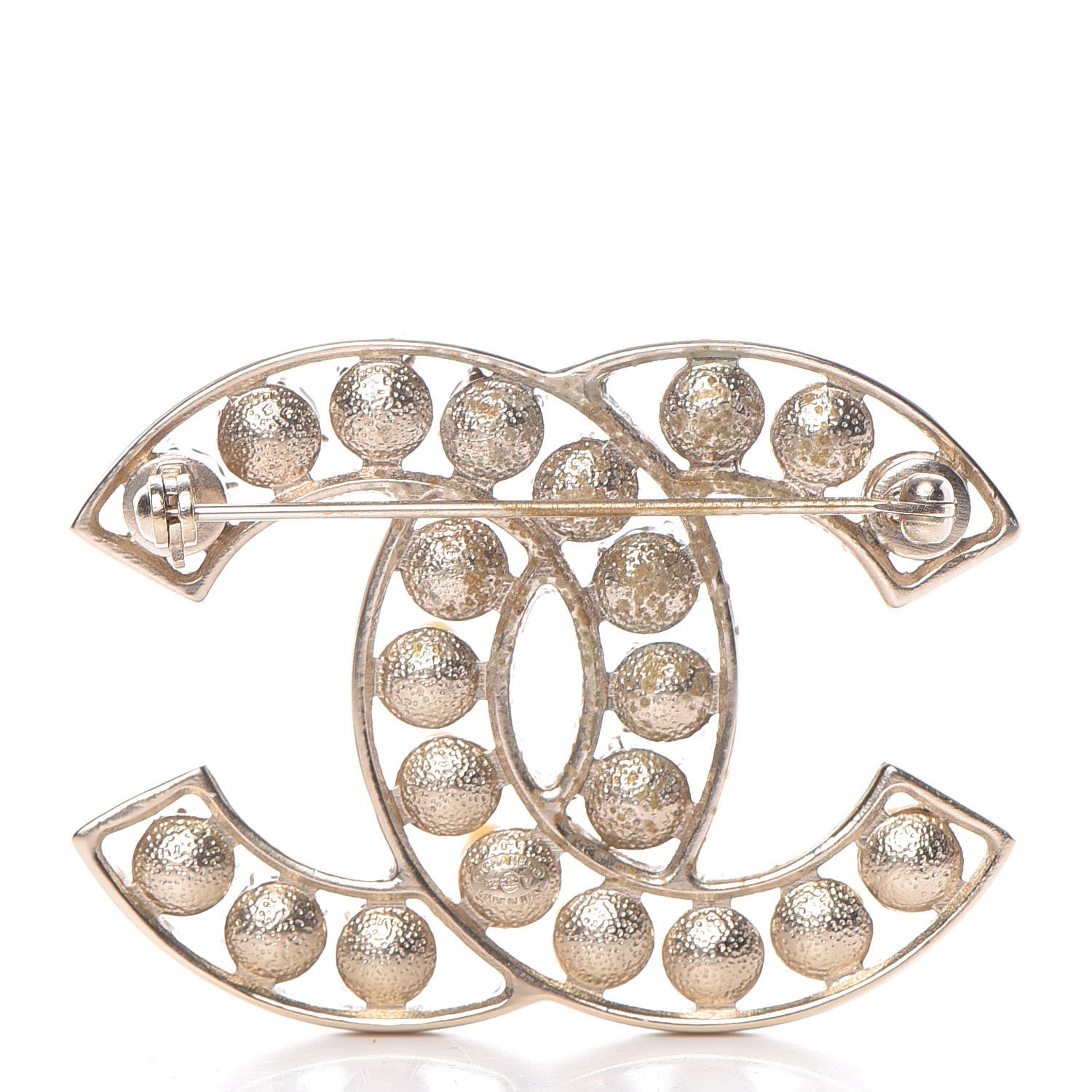 Chanel Pearl Crystal CC Brooch Gold 3 of 6