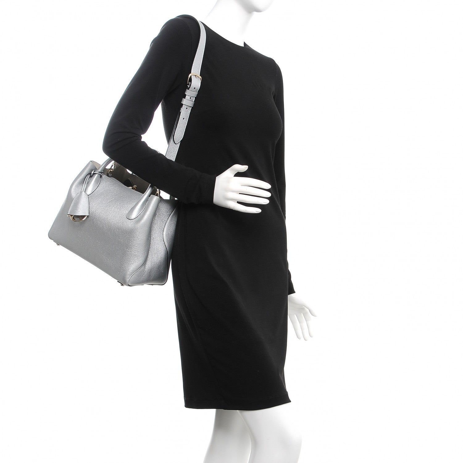 Christian Dior Metallic Supple Grained Calfskin Medium Open Bar Tote Silver 2 of 8