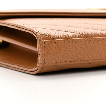 Saint Laurent Grain De Poudre Matelasse Chevron Cassandre Chain Wallet Cork 9 of 13