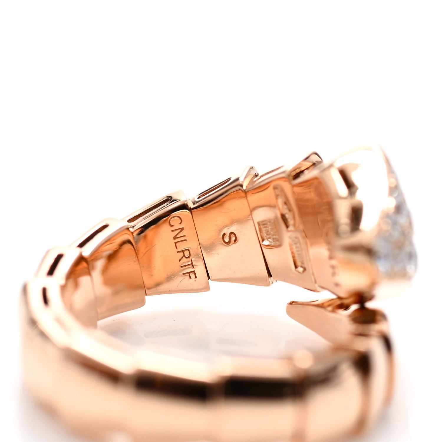 Bulgari 18K Rose Gold Diamond Serpenti Viper Ring S 5 of 6