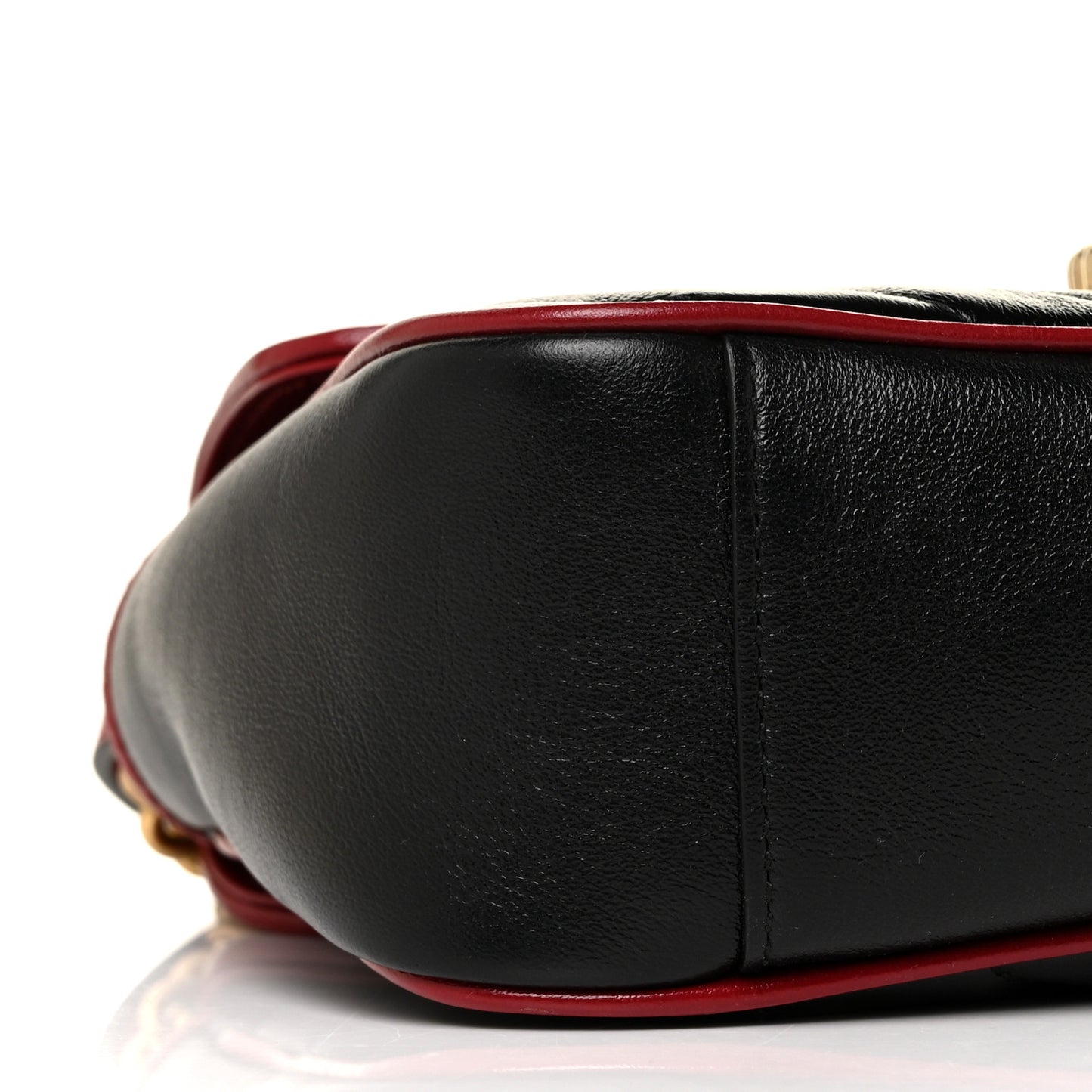 Vintage Effect Calfskin Matelasse Diagonal Small Torchon GG Marmont Shoulder Bag Black Romantic Cherry