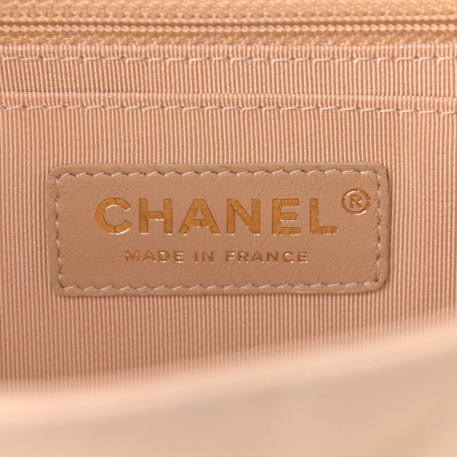 Chanel Metallic Caviar Chevron Quilted Medium Statement Flap Beige 6 of 10