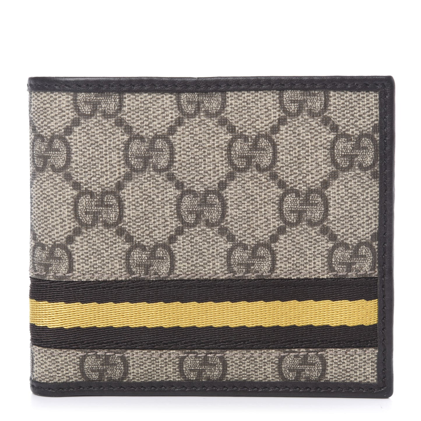 GG Supreme Monogram Web Bi-Fold Wallet Yellow Black