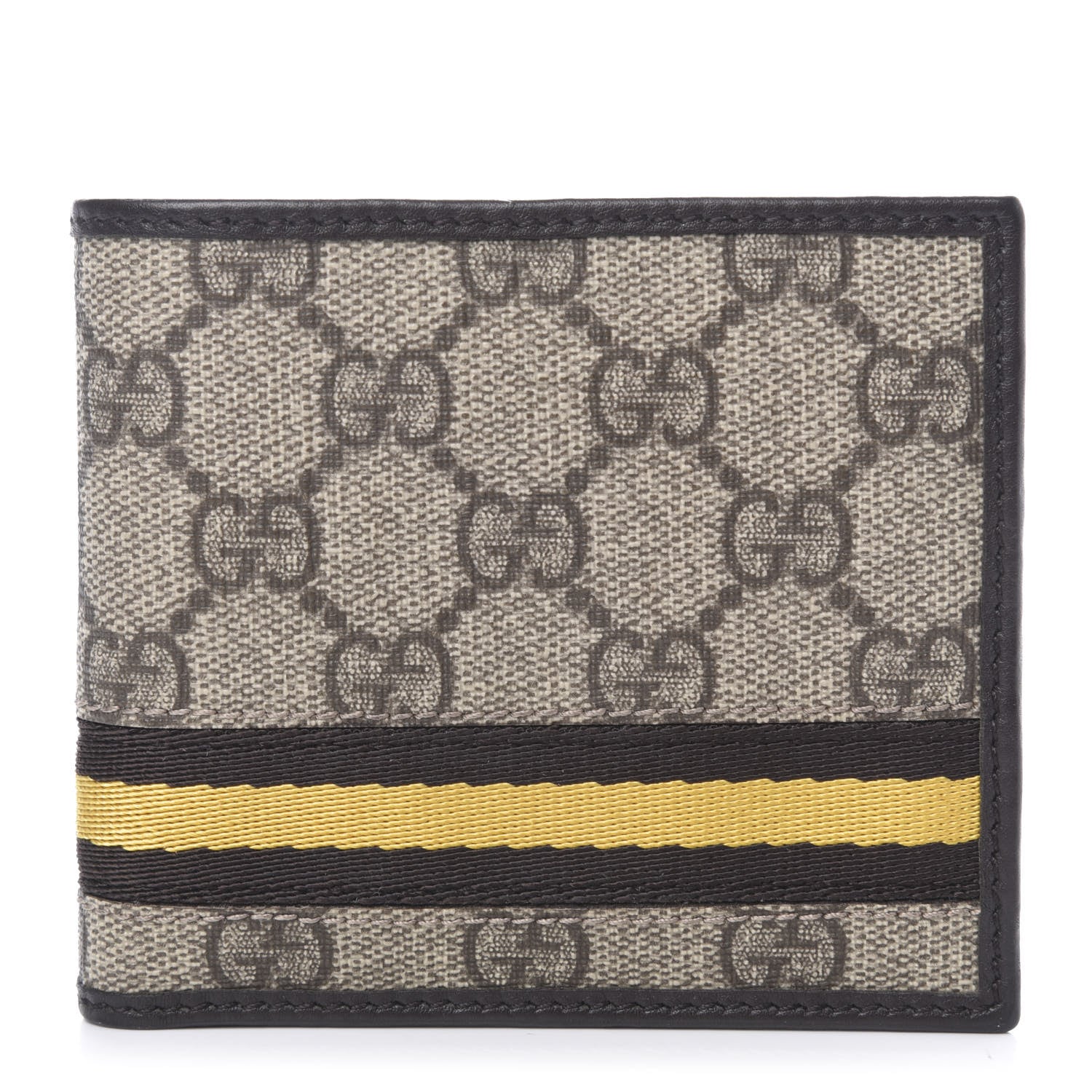 Gucci GG Supreme Monogram Web Bi-Fold Wallet Yellow Black 1 of 7