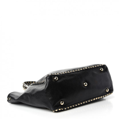 Valentino Garavani Textured Calfskin Medium Rockstud Tote Black 4 of 14