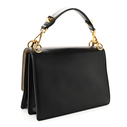 Fendi Vitello Liberty Lucido Metal Monster Eyes Studded Kan I Shoulder Bag Black 3 of 10