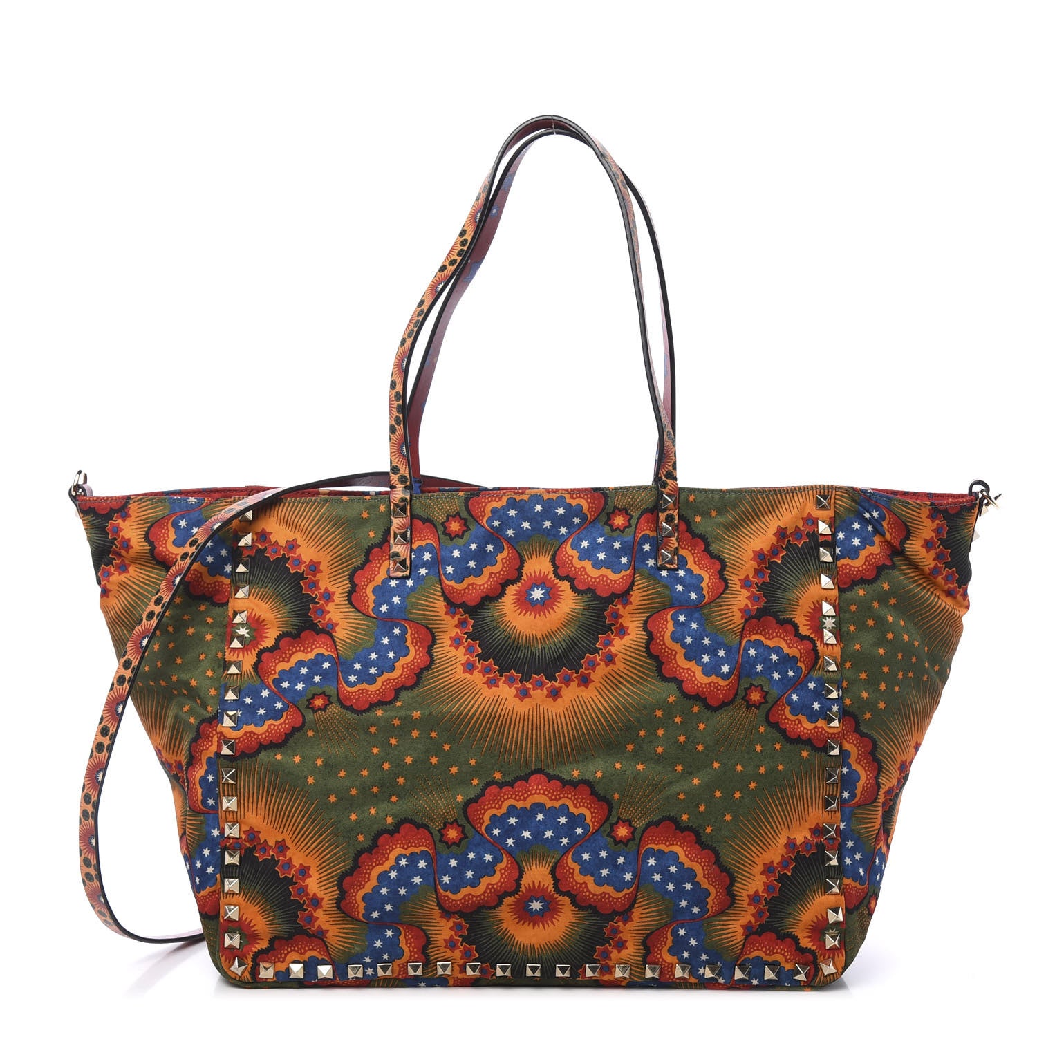 Valentino Garavani Canvas Enchanted Wonderland Medium Rockstud Reversible Tote Rosso 1 of 16