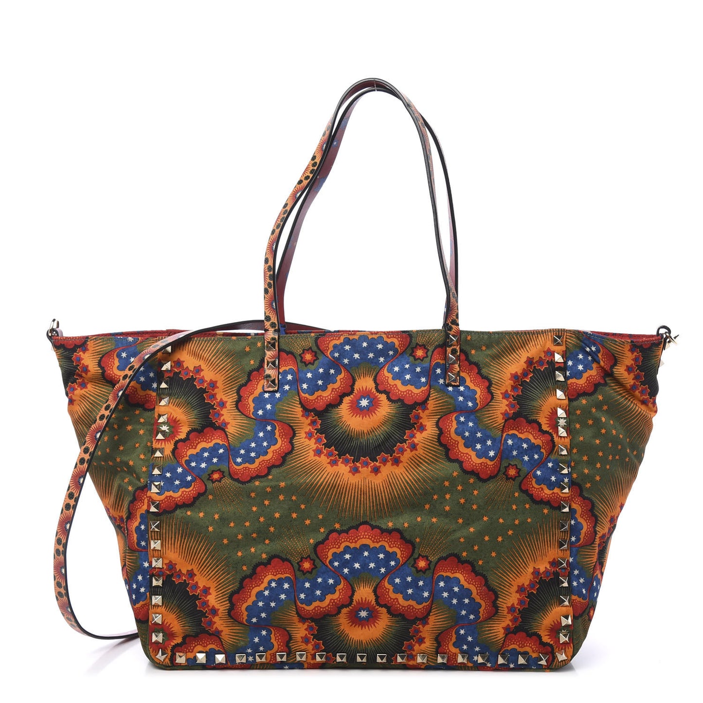 Canvas Enchanted Wonderland Medium Rockstud Reversible Tote Rosso