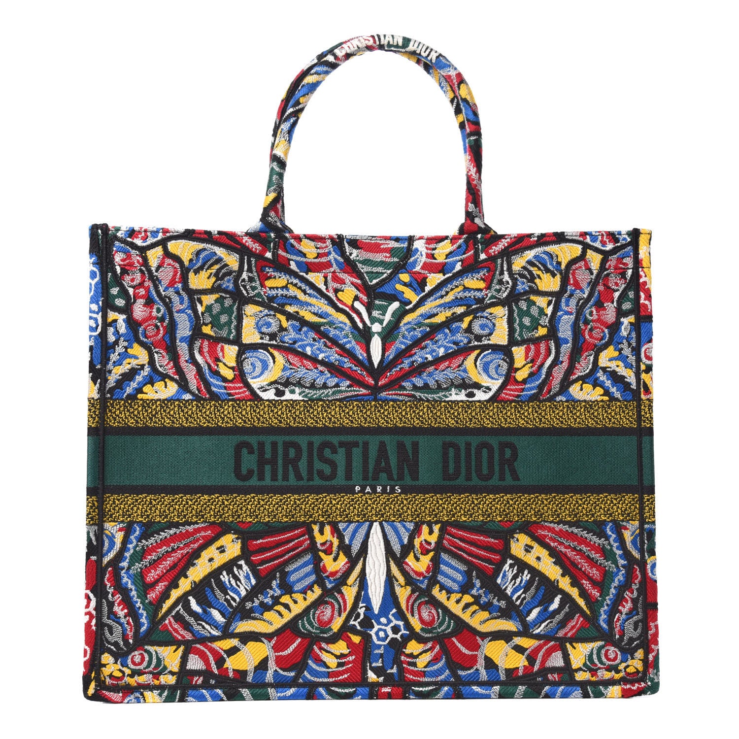 Christian Dior Canvas Embroidered Butterfly Book Tote Black Multicolor 1 of 10