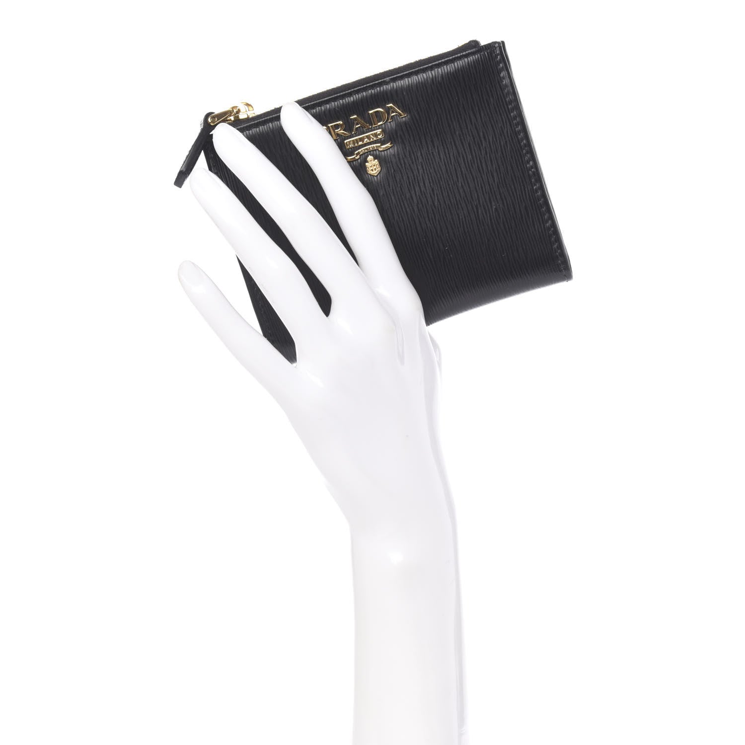 Prada Vitello Move Zip Coin Case Wallet Black 2 of 10