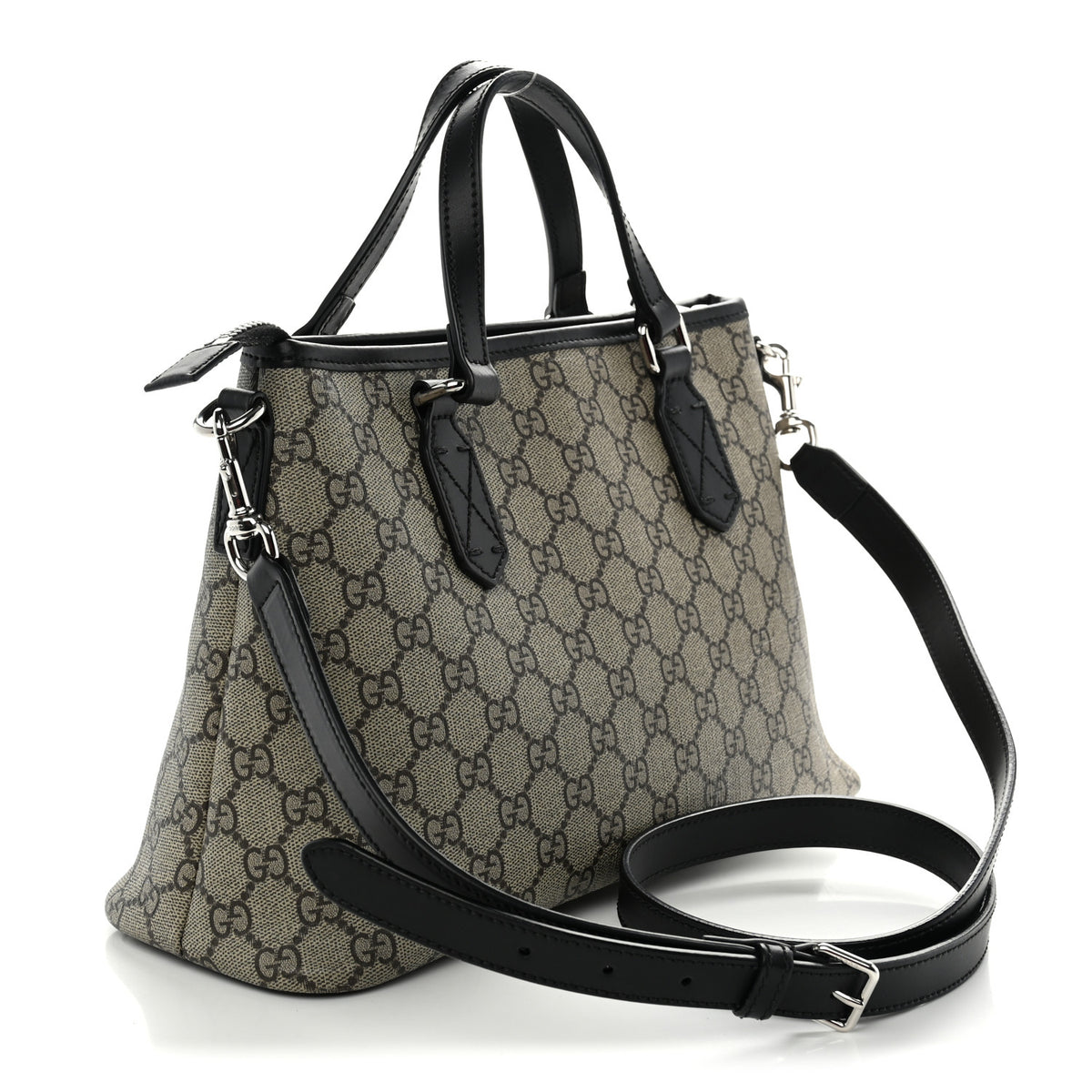 GG Supreme Monogram Small Zippered Tote Black