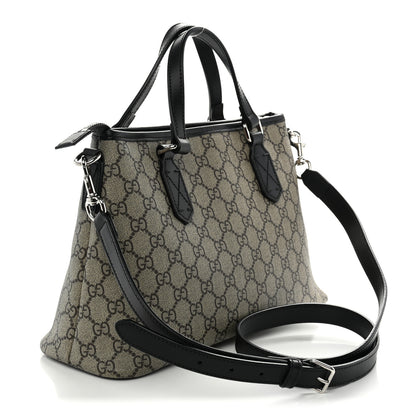 Gucci GG Supreme Monogram Small Zippered Tote Black 3 of 10