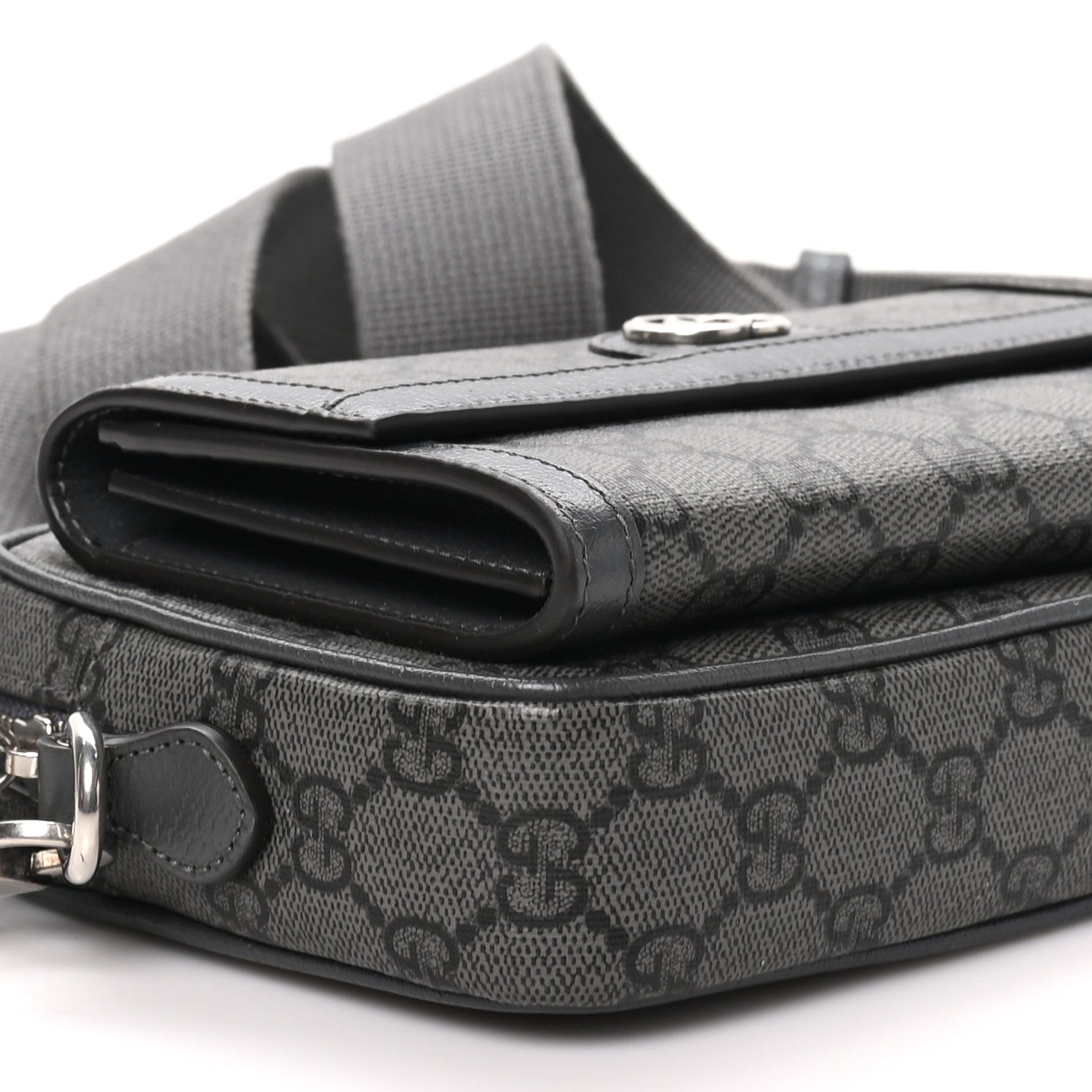 Gucci GG Supreme Monogram Textured Dollar Calfskin Mini Ophidia Bag Graphite Grey 9 of 11