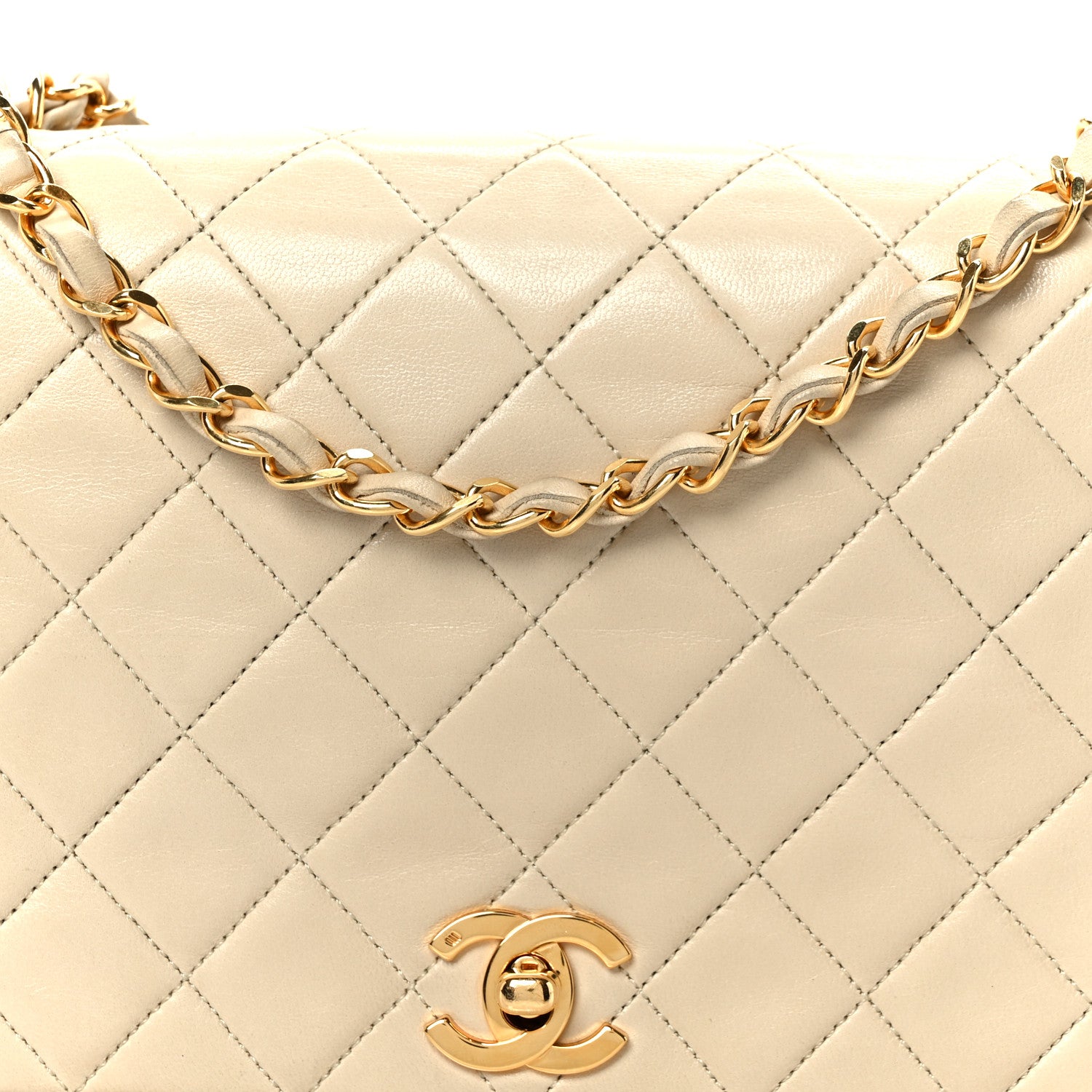 Chanel Lambskin Quilted Medium Single Flap Beige 10 of 12