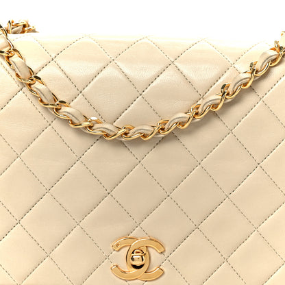 Chanel Lambskin Quilted Medium Single Flap Beige 10 of 12