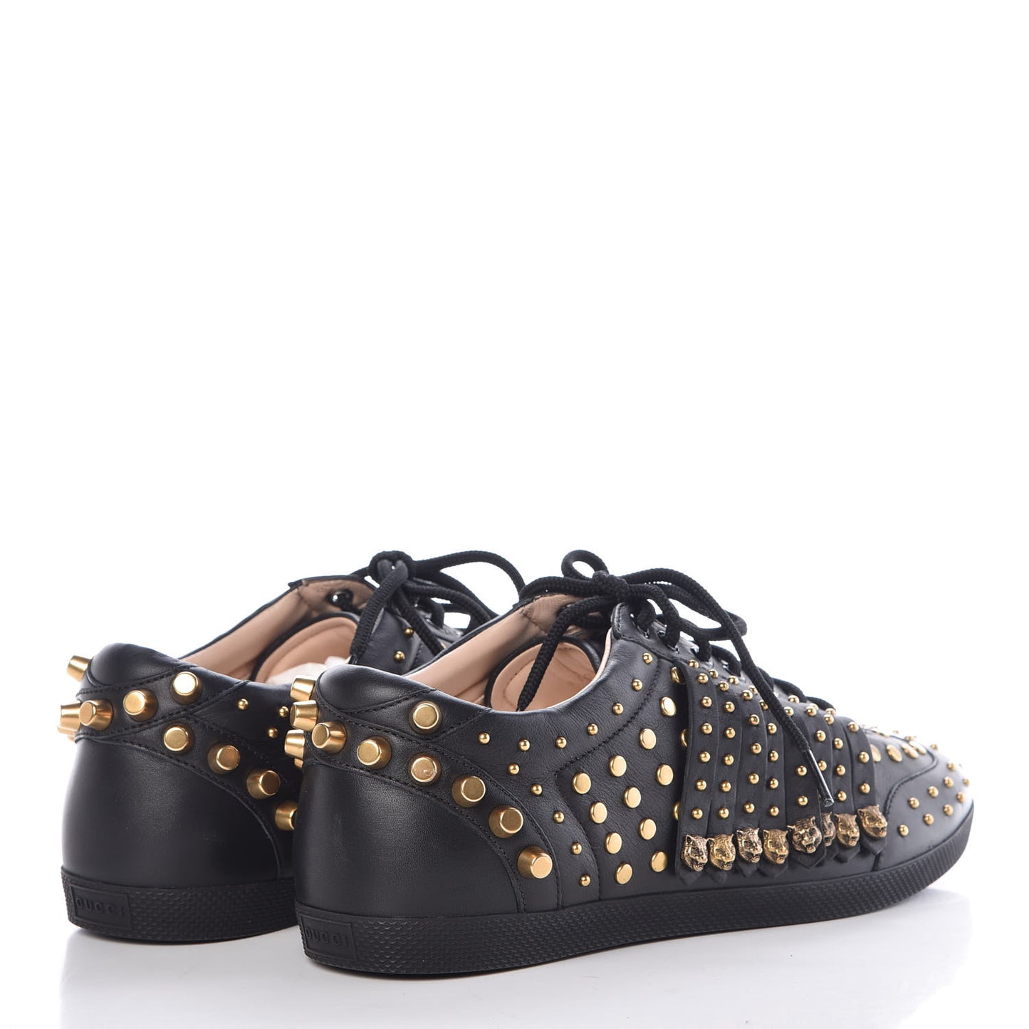 Calfskin Mens Studded Sneakers 8.5 Black