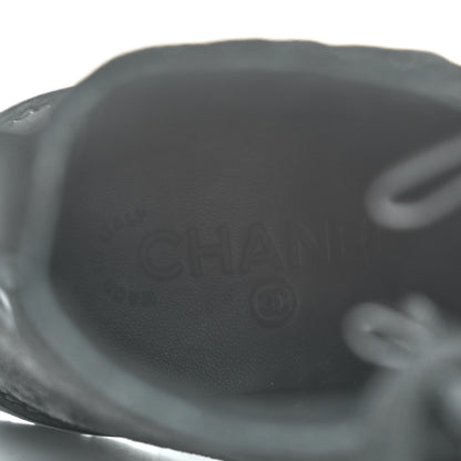 Chanel Suede Quilted CC Lace Up Combat Boots 37.5 Black 8 of 8