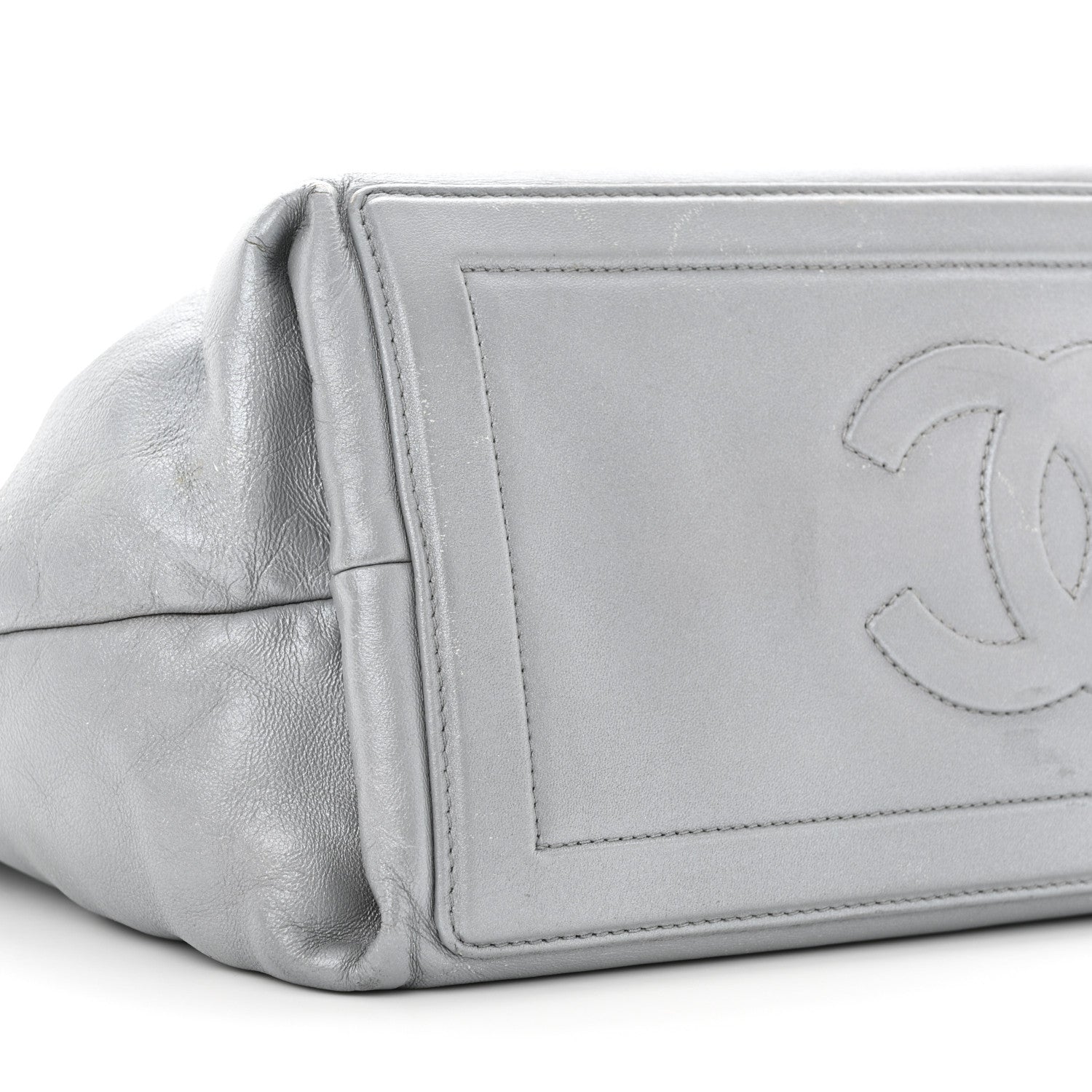 Chanel Metallic Lambskin Quilted Small Coco Cocoon Reversible Tote Light Grey 9 of 23