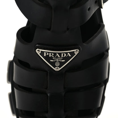 Prada Foam Rubber Triangle Logo Monolith 55mm Cage Sandals 35 Black 11 of 12