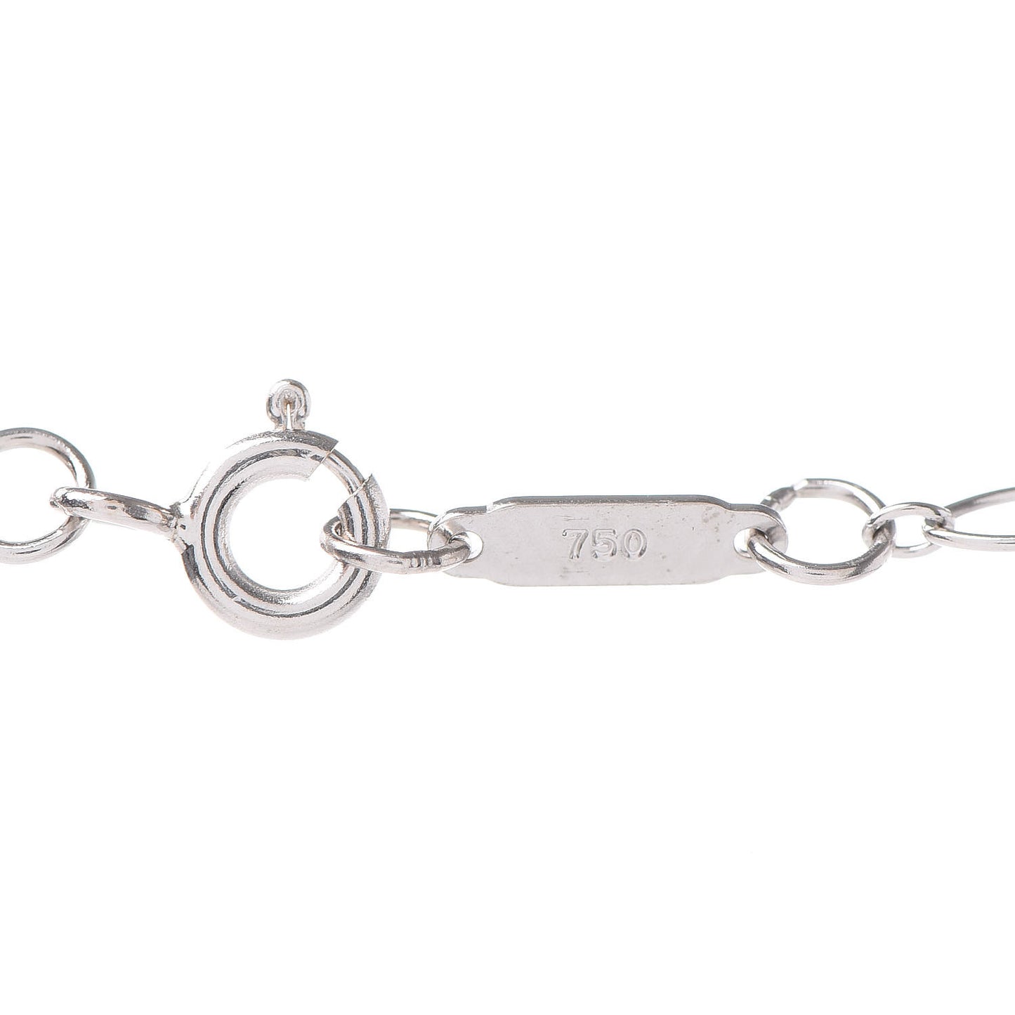 18K White Gold Diamond Mini Heart Key Charm Pendant Link Necklace