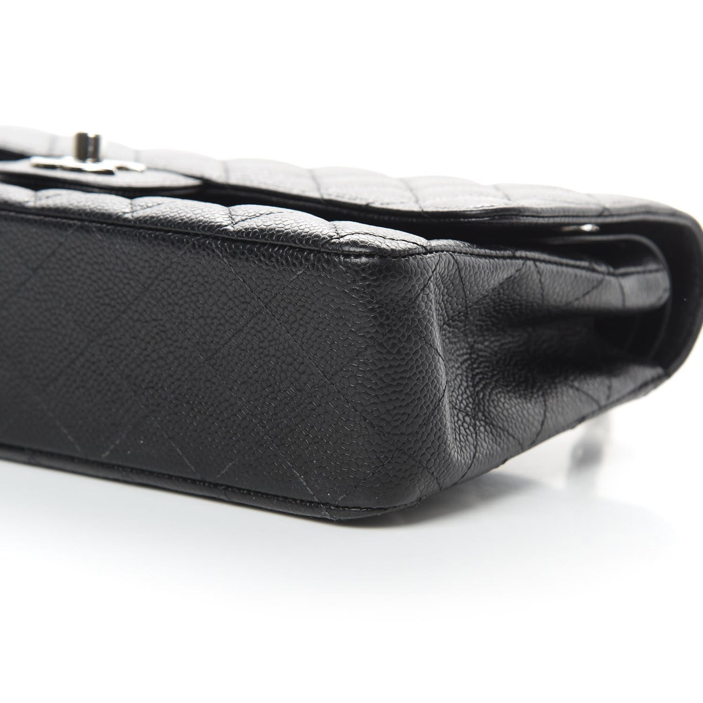 Caviar Quilted Medium Double Flap Black