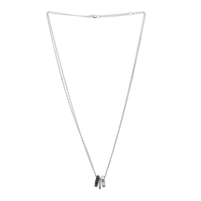 Cartier 18K White Gold Ceramic Diamond Three Ring LOVE Necklace 2 of 5