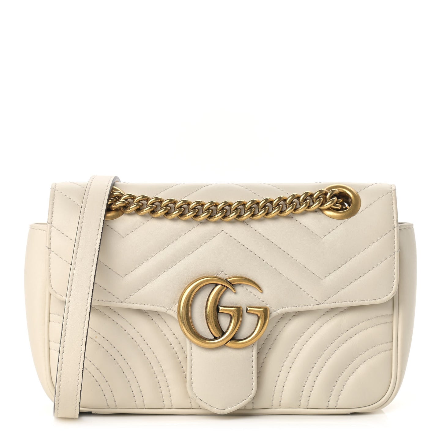 Calfskin Matelasse Mini GG Marmont Shoulder Bag White