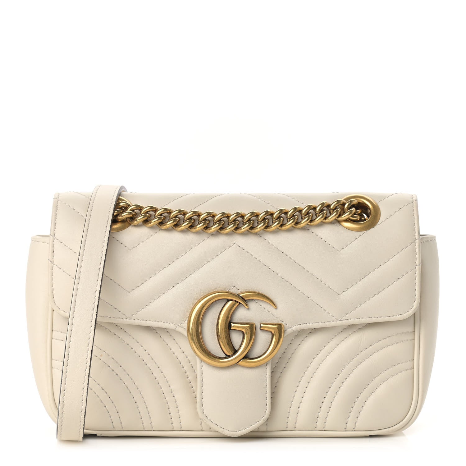 Gucci Calfskin Matelasse Mini GG Marmont Shoulder Bag White 1 of 12